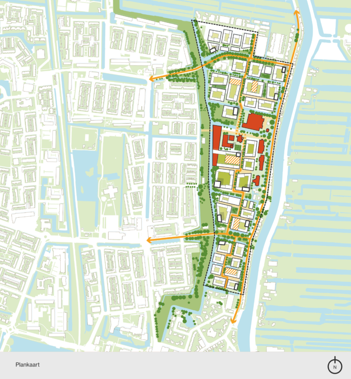 Plankaart van stedenbouwkundige visie Noordkade, Waddinxveen